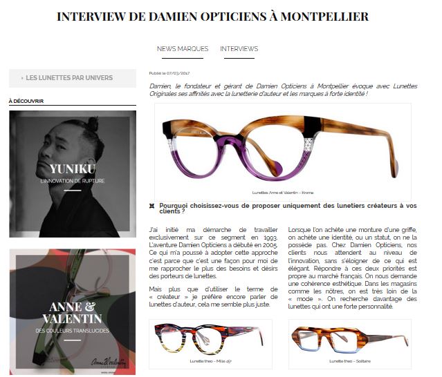 Lunettes Originales Interview Damiens Opticiens Montpellier
