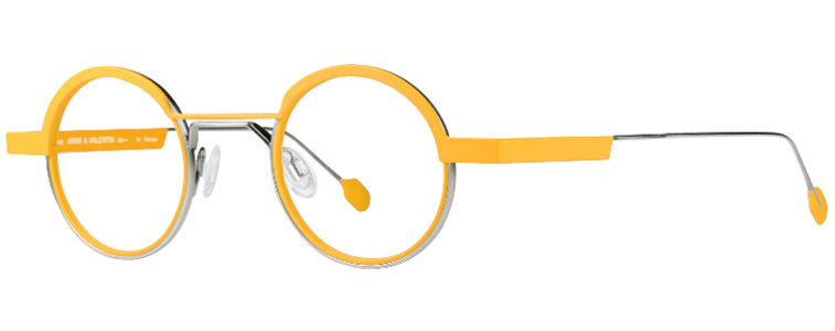 Lunettes de vue rondes et jaunes REMIX de la marque française Anne & Valentin à découvrir chez votre opticien créateur à Montpellier et Castelnau